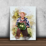 Gift for Gardening Mom Mother's Day Grandma Garden Gift Watercolor Your Photo on Canvas