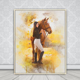 Gift for Horse Lovers Watercolor Any Your Photo on Canvas