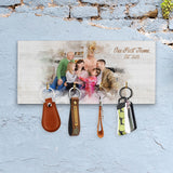 Gift for New Homeowners Housewarming Gift Watercolor Your Photo on Wood Key Holder