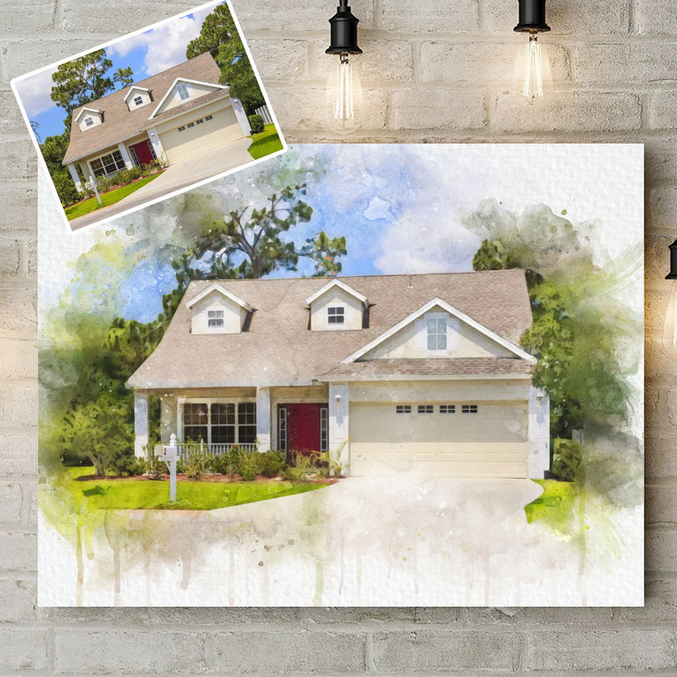 Housewarming Gifts, Gifts for New Homeowners, New Home Gift, Home Watercolor Canvas