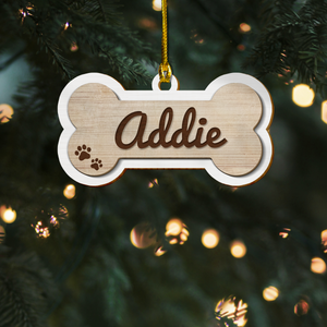 Custom Dog Bone Christmas Ornament, Holiday Ornament Pet, Pet Gift Laser Cut Ornament