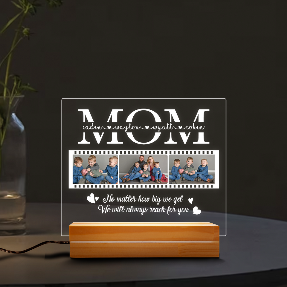 Personalized Mom Photos Light, Gift For Mom, Gift For Mother's Day Acrylic Plaque LED Lamp Night Light
