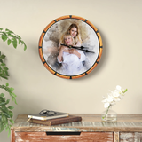Mother's Day Birthday Gift for Mom Watercolor Any Your Photo on Wooden Clock