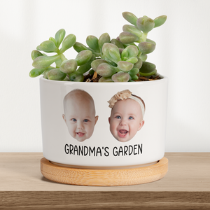 Custom Face Flower Pot For Grandmas Garden, Gift for Grandma, Mom Gifts from Daughter, Mother's Day Ceramic Plant Pot