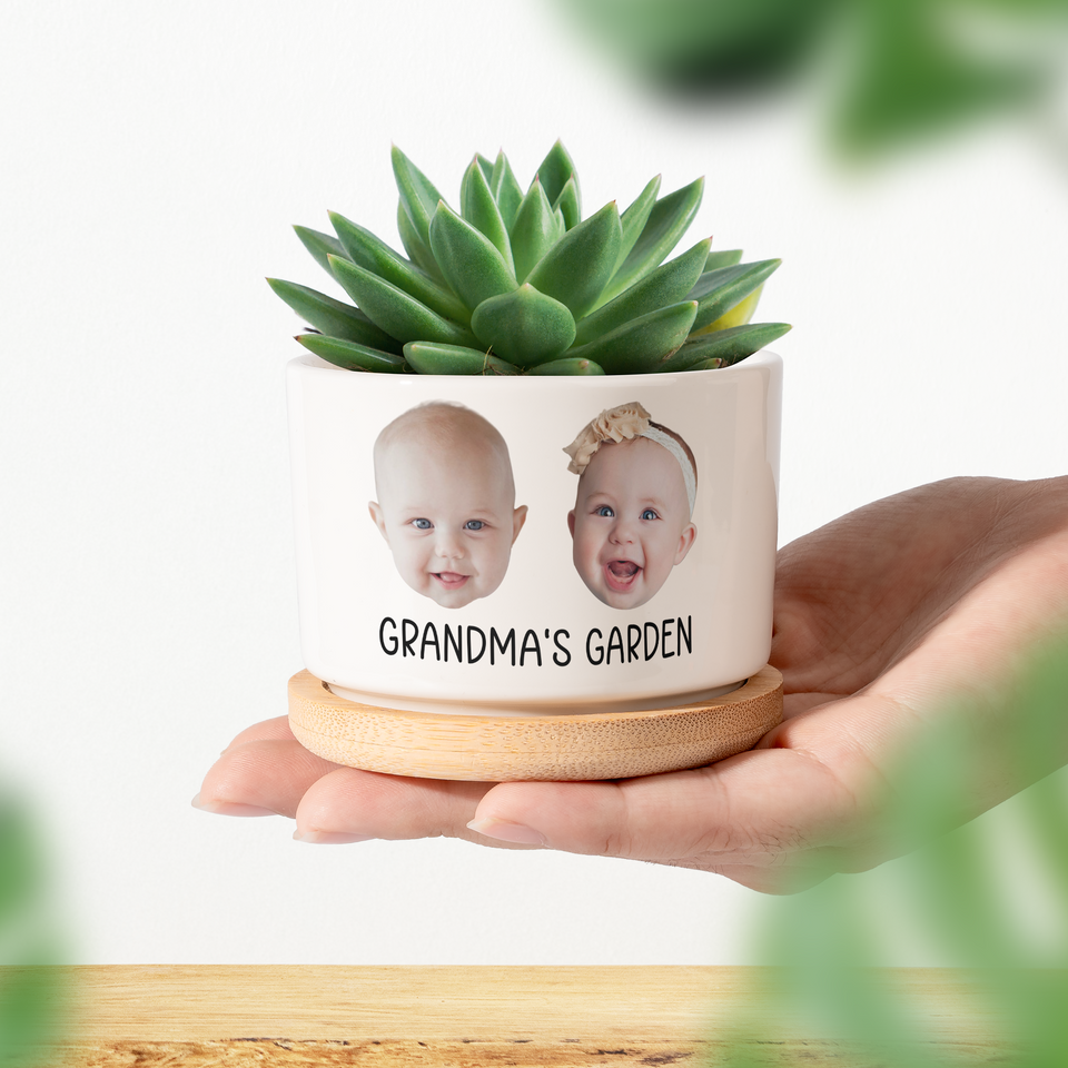 Custom Face Flower Pot For Grandmas Garden, Gift for Grandma, Mom Gifts from Daughter, Mother's Day Ceramic Plant Pot