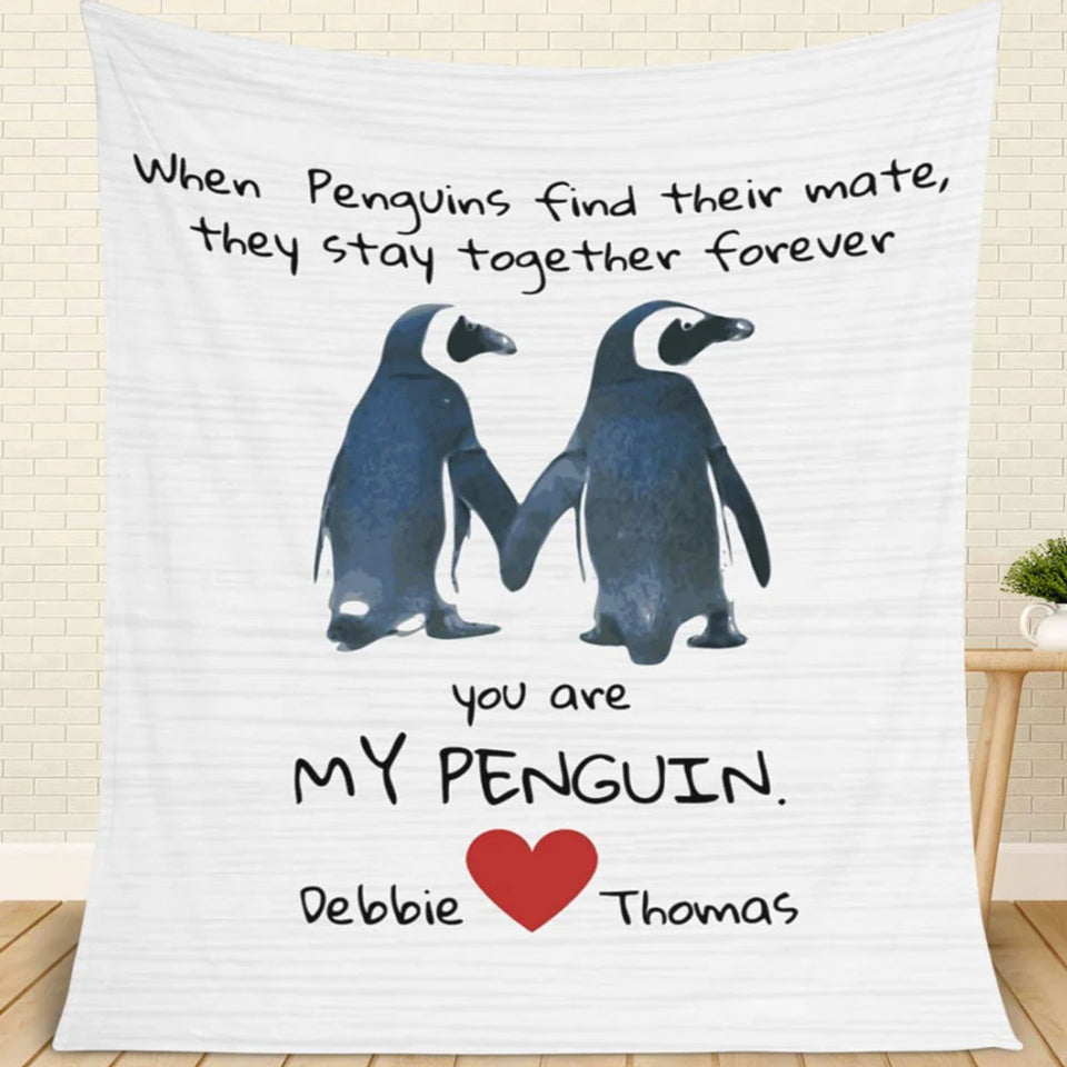 Penguin Valentine Gift for Her or Him, Best Valentine Gift for Girlfriend, Valentine Gift for Wife, Valentine Gift For Her, Valentine Gift Fleece/Sherpa Blanket