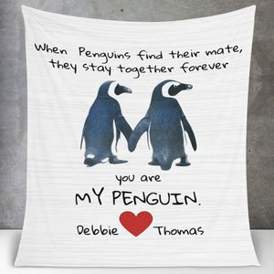 Funny Penguins Gift for Her or Him, Engagement Gift, Anniversary Gift, Gift for Girlfriend, Gift for Wife, Couple Gift Fleece/Sherpa Blanket