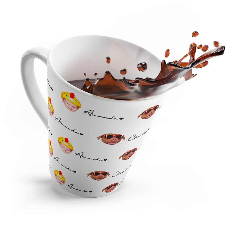 Personalized Baby Face Pattern Latte Mug – Custom Child Photo Latte Mug – Gift for New Mom or Dad