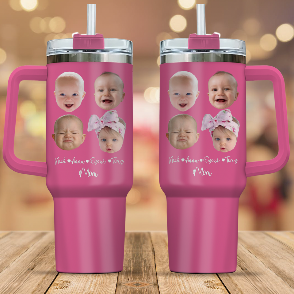 Personalized Baby Face Photo 40oz Large Tumbler, Gift for Mom Grandma Auntie Uncle