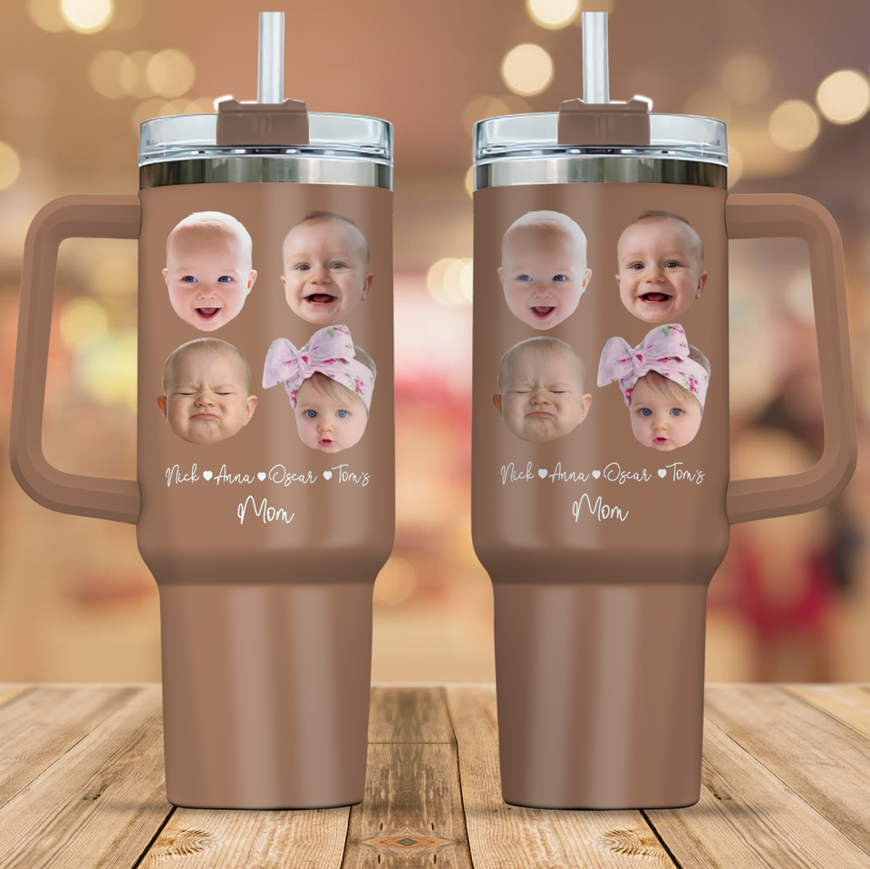 Personalized Baby Face Photo 40oz Large Tumbler, Gift for Mom Grandma Auntie Uncle