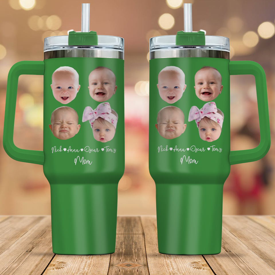 Personalized Baby Face Photo 40oz Large Tumbler, Gift for Mom Grandma Auntie Uncle