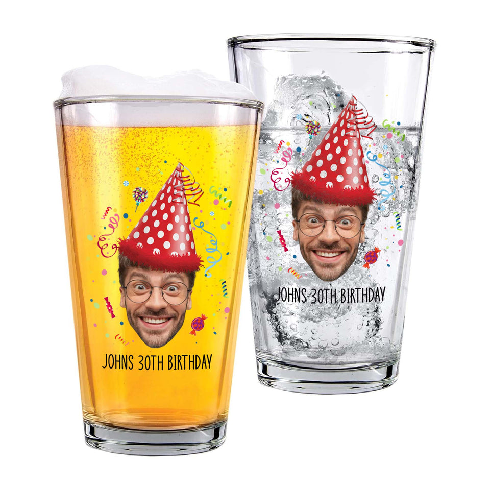 Personalized Birthday Photo Funny 16oz Glass Cup, Funny Glass Cup Birthday Gift for Men