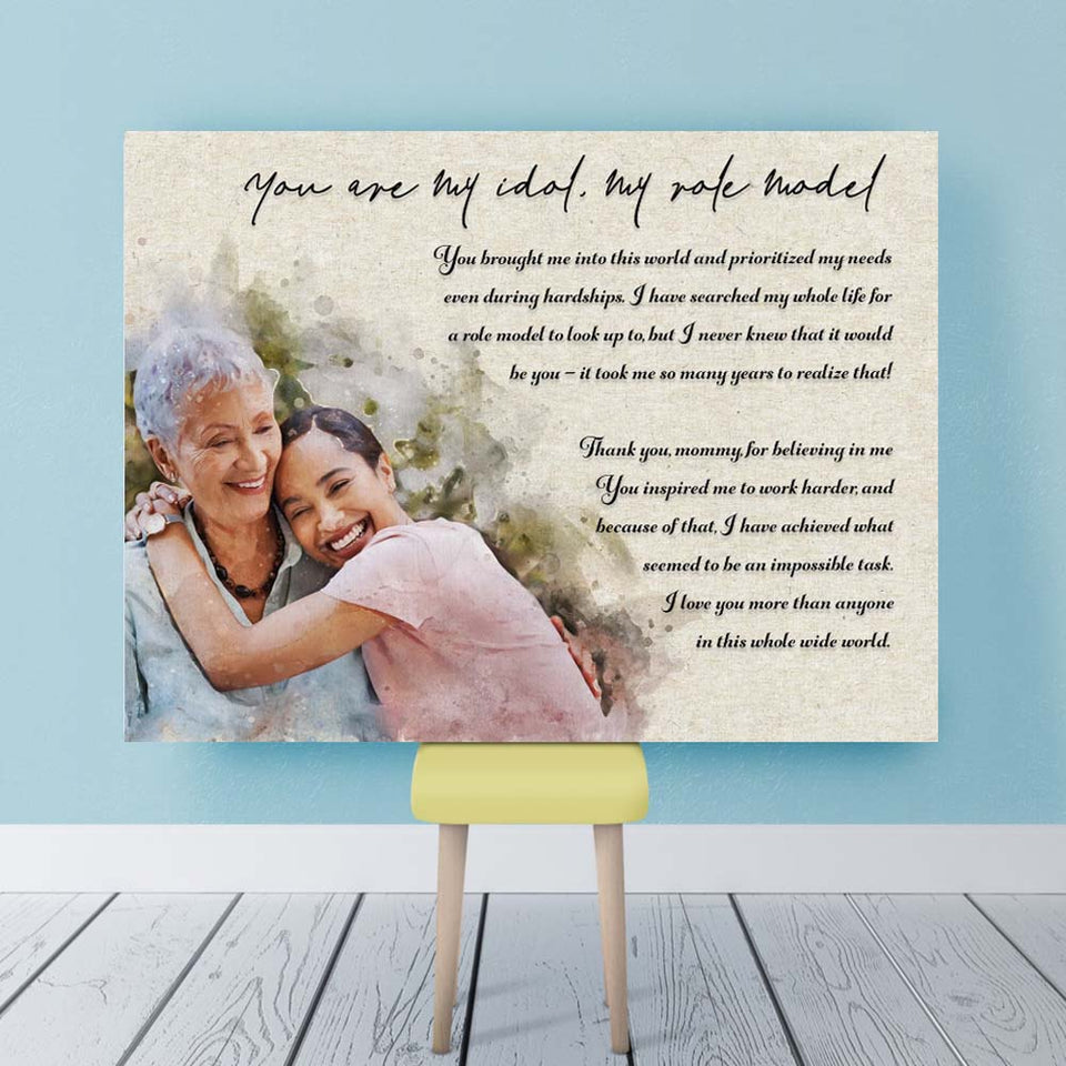 Personalized Canvas Print from Photo with Text, Special Mother's Day Gift, Custom Poem To My Mom