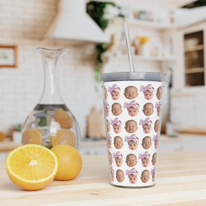 Personalized Custom Baby Face Photo Funny Plastic Tumbler with Straw, Gift For Mom, Grandma