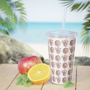 Personalized Custom Baby Face Photo Funny Plastic Tumbler with Straw, Gift For Mom, Grandma