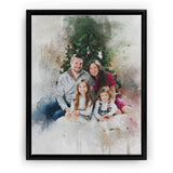 Personalized Custom Family Photo Christmas Wall Decor, Christmas Watercolor Wall Art