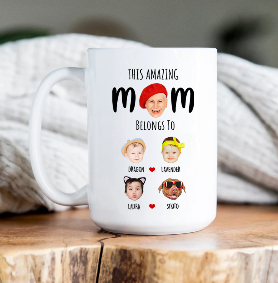 Personalized Funny Mug for Mom, Custom This Mom Belongs To with Child’s Photo & Name – Unique Mother’s Day Gift