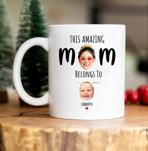 Personalized Funny Mug for Mom, Custom This Mom Belongs To with Child’s Photo & Name – Unique Mother’s Day Gift