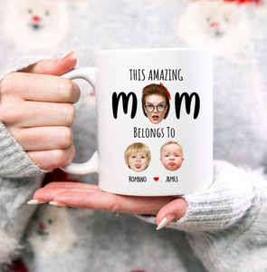 Personalized Funny Mug for Mom, Custom This Mom Belongs To with Child’s Photo & Name – Unique Mother’s Day Gift