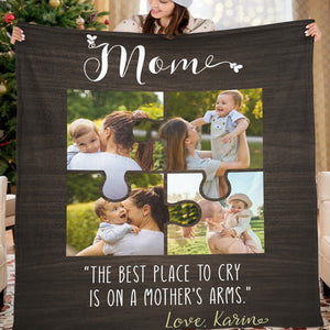 Personalized Mom Photo Blanket, Gift For Mom, Gift For Mother's Day, Birthday Gift For Mom, Family Quote Blanket