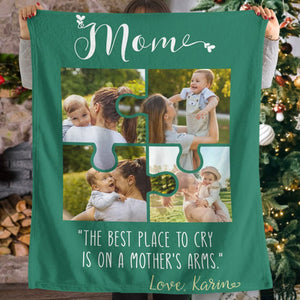Personalized Mom Photo Blanket, Gift For Mom, Gift For Mother's Day, Birthday Gift For Mom, Family Quote Blanket