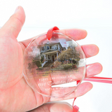 Personalized New Home Christmas Glass Ornament, Custom Watercolor Photo Glass Ornament