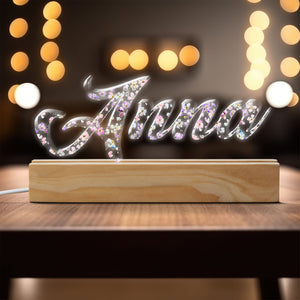 Personalized Led Night Light with Name with Flowers Gift for Mom, Grandma