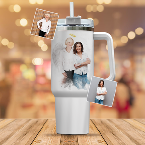 Personalized Watercolor Family Memorial Painting From Photo on 40oz Tumbler, Sympathy Gift For Loved Ones