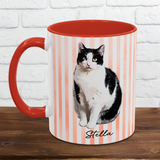 Custom Watercolor Pet Portrait Accent Mug – Personalized Dog or Cat Photo Cup – Gift for Dog/Cat Moms