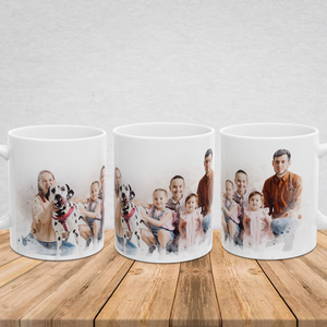 Personalized Watercolor Portrait Mug from Photo – Custom Family Gift for Dad, Mom, Grandma, Grandpa