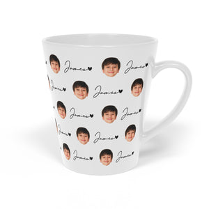Personalized Baby Face Pattern Latte Mug – Custom Child Photo Latte Mug – Gift for New Mom or Dad