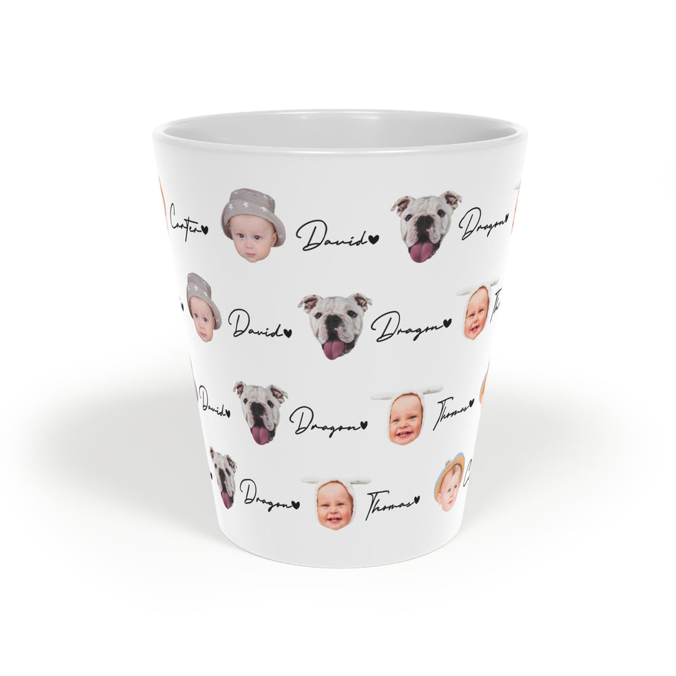 Personalized Baby Face Pattern Latte Mug – Custom Child Photo Latte Mug – Gift for New Mom or Dad