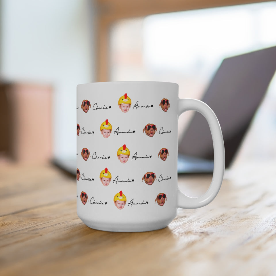 Personalized Baby Face Pattern Mug – Custom Child Photo Mug – Gift for New Mom or Dad