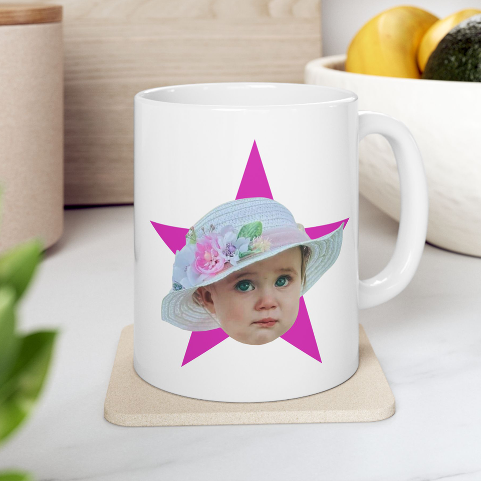 Personalized Baby Face Photo Mug, Gift For Dad Grandpa, Gift For Mom Grandma