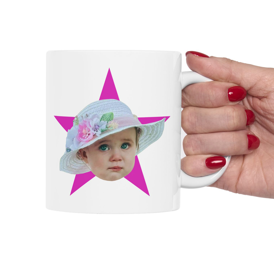 Personalized Baby Face Photo Mug, Gift For Dad Grandpa, Gift For Mom Grandma