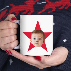 Personalized Baby Face Photo Mug, Gift For Dad Grandpa, Gift For Mom Grandma