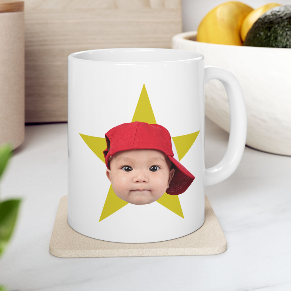 Personalized Baby Face Photo Mug, Gift For Dad Grandpa, Gift For Mom Grandma