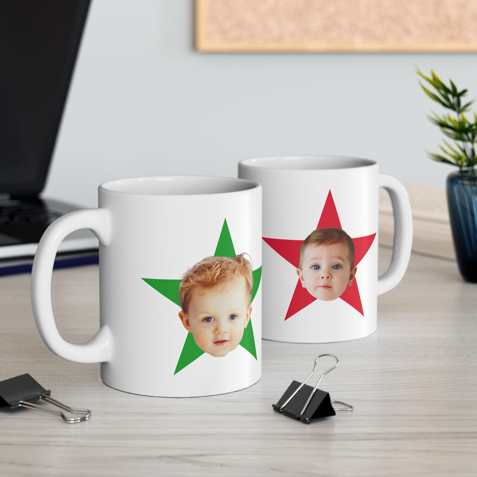 Personalized Baby Face Photo Mug, Gift For Dad Grandpa, Gift For Mom Grandma