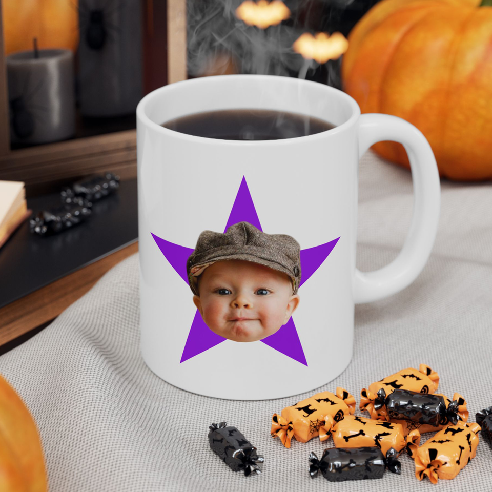 Personalized Baby Face Photo Mug, Gift For Dad Grandpa, Gift For Mom Grandma