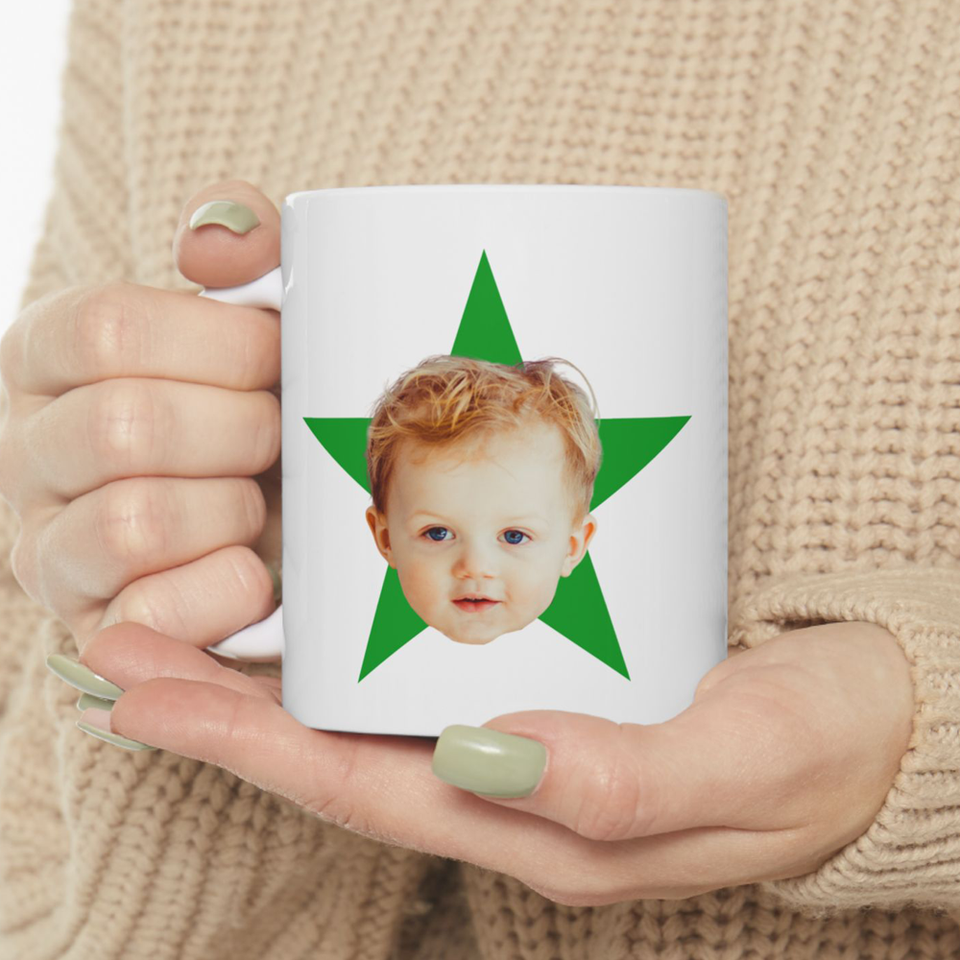 Personalized Baby Face Photo Mug, Gift For Dad Grandpa, Gift For Mom Grandma