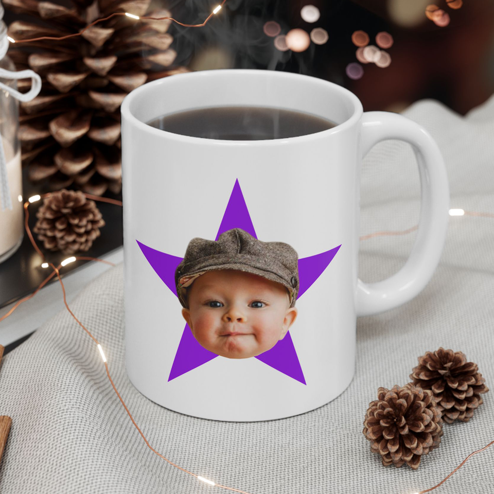 Personalized Baby Face Photo Mug, Gift For Dad Grandpa, Gift For Mom Grandma