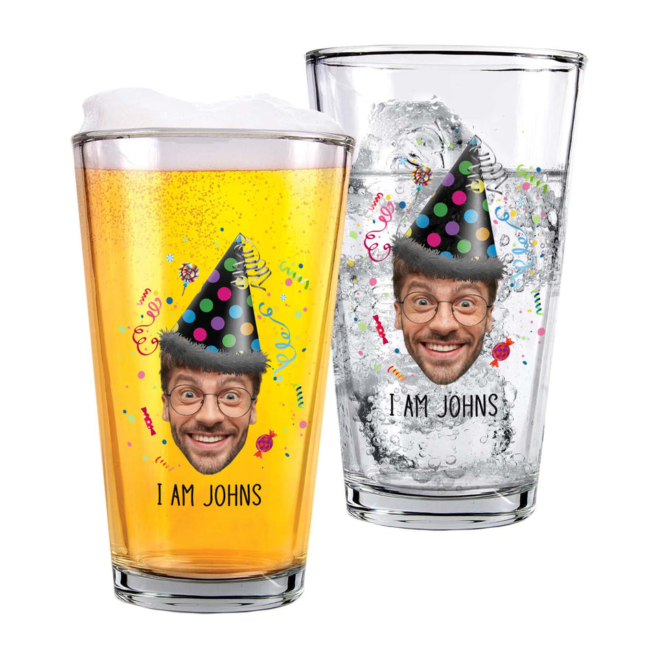 Personalized Birthday Photo Funny 16oz Glass Cup, Funny Glass Cup Birthday Gift for Men