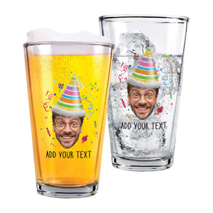 Personalized Birthday Photo Funny 16oz Glass Cup, Funny Glass Cup Birthday Gift for Men