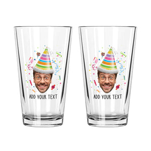 Personalized Birthday Photo Funny 16oz Glass Cup, Funny Glass Cup Birthday Gift for Men