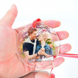 Personalized Couple Watercolor Portrait Photo Glass Ornament, Couples Keepsake Gifts