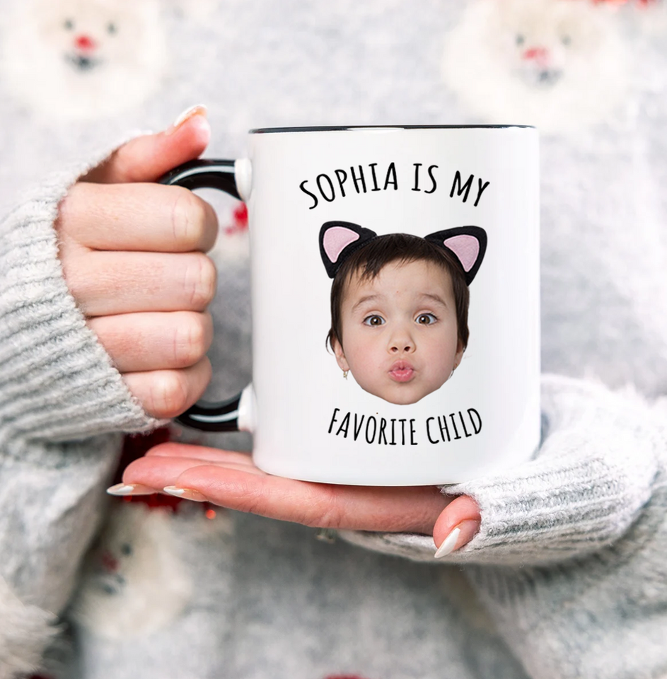 Personalized Funny Accent Mug for Mom or Dad – Favorite Child Accent Mug – Great Gift for Mother’s or Father’s Day