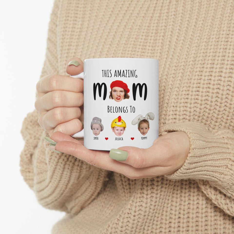 Personalized Funny Mug for Mom, Custom This Mom Belongs To with Child’s Photo & Name – Unique Mother’s Day Gift