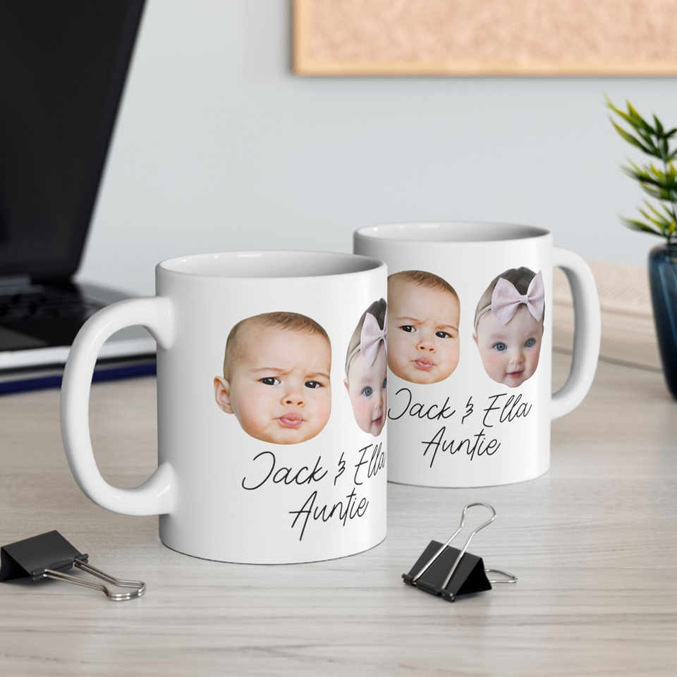 Personalized Gift for Auntie, Custom Baby Face Mug, Personalized Photo Mug