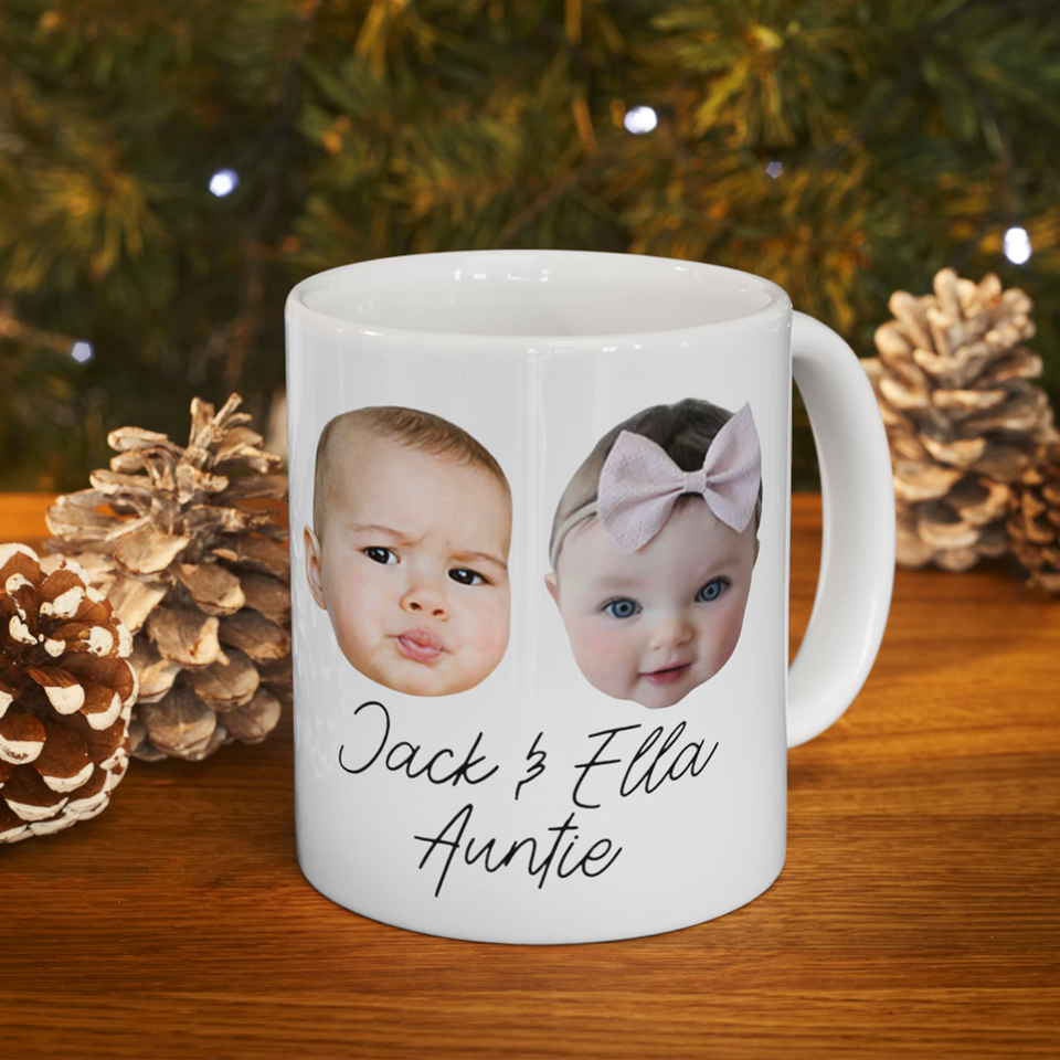 Personalized Gift for Auntie, Custom Baby Face Mug, Personalized Photo Mug