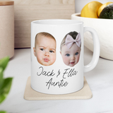 Personalized Gift for Auntie, Custom Baby Face Mug, Personalized Photo Mug